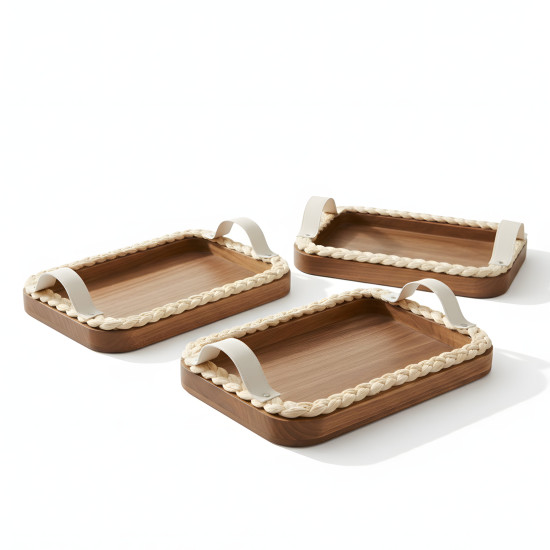 Wooden Tray Set 3 Pcs
